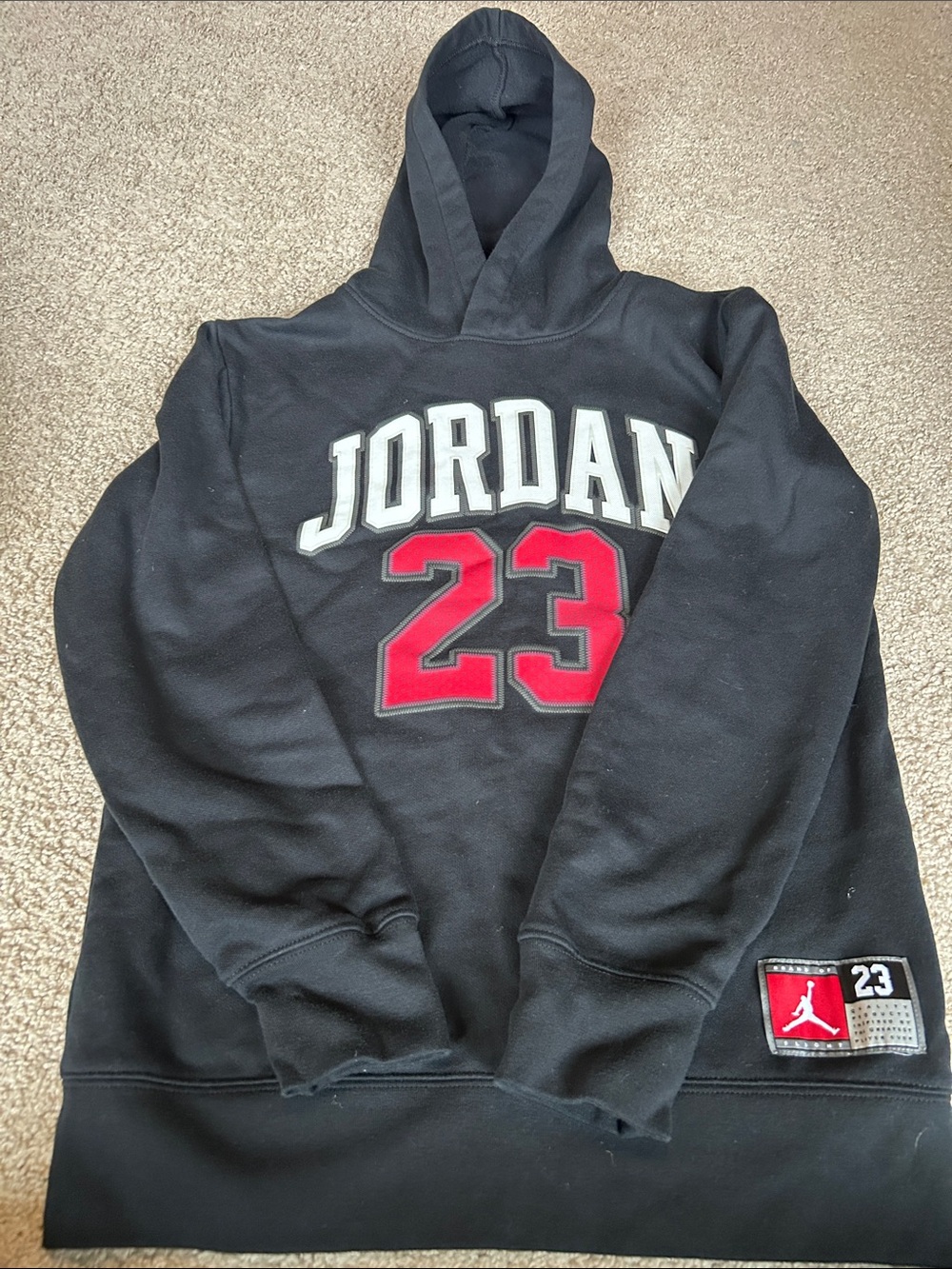 Jordan 23 Black Hoodie with Red Accents